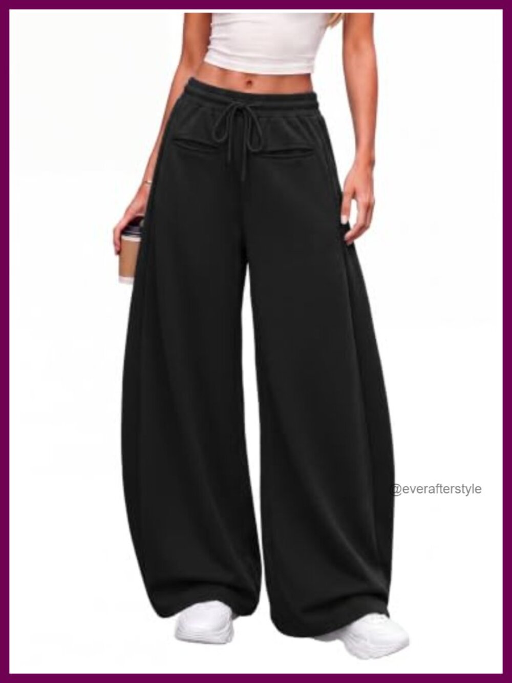 Women's Barrel Wide Leg Sweatpants High Waisted Drawstring Pockets Sportswear